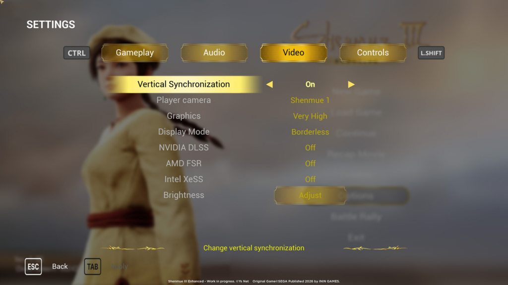 Shenmue 3 Enhanced Setting