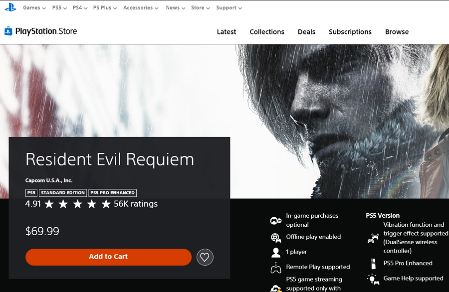 RE9 Price on the PSN