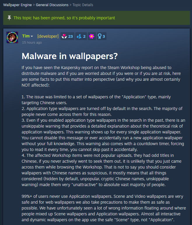 Developer Message