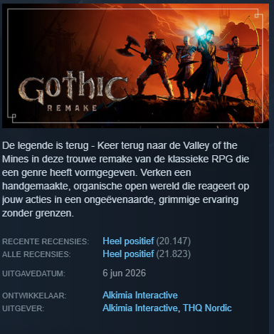 Gothic 1 Remake on Steam